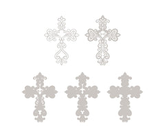 Set of five decorative crosses on a white background