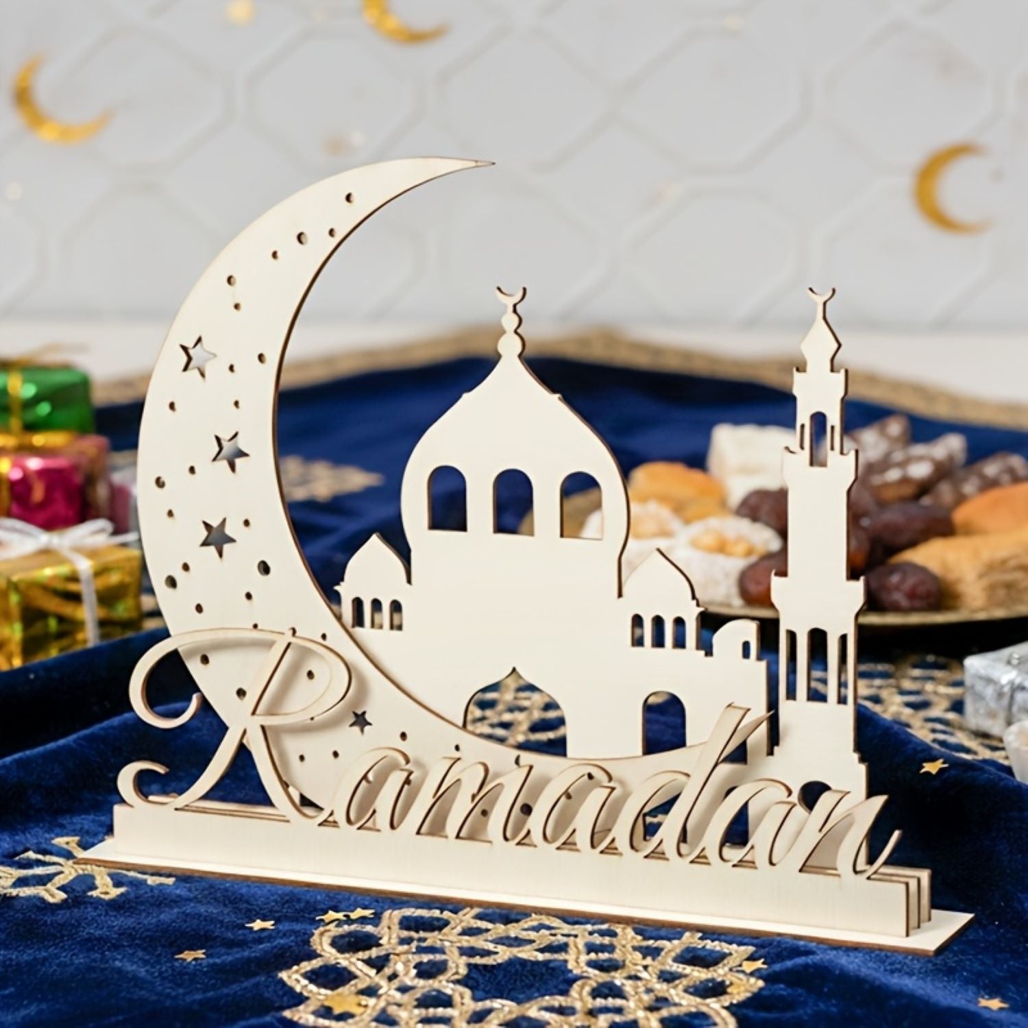 islamic moon castle wooden decor