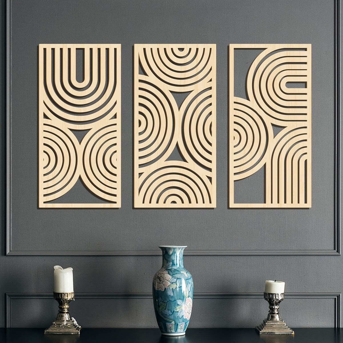 American Elm Home Theme Wall Decor Bohemian Abstract Hollow Arch Wooden Wall Decoration