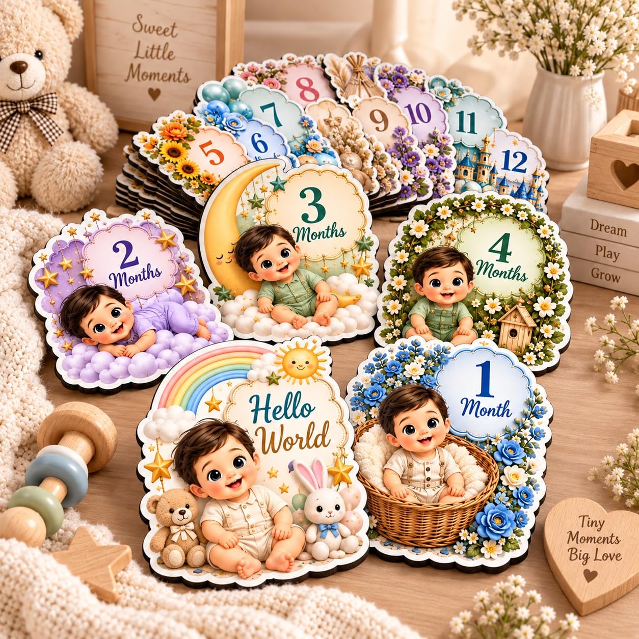 Baby first 12 months milestone photo cards