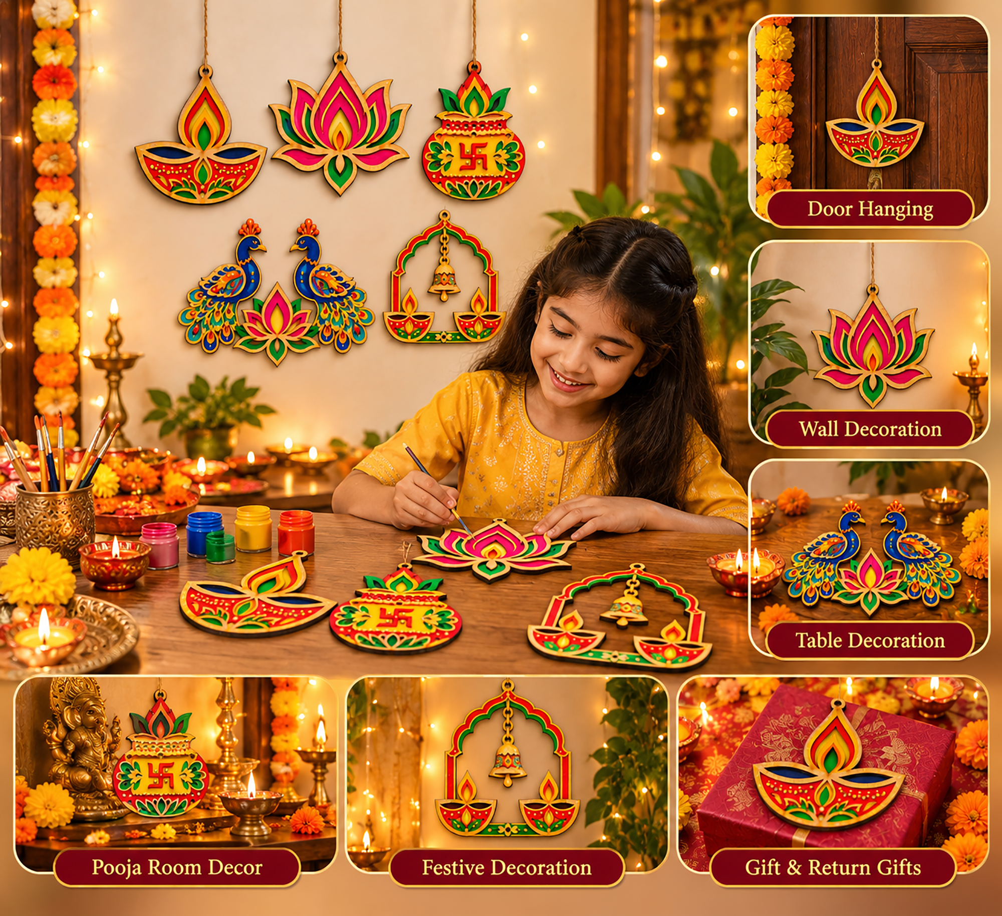 diwali wooden cutouts for diy art projects