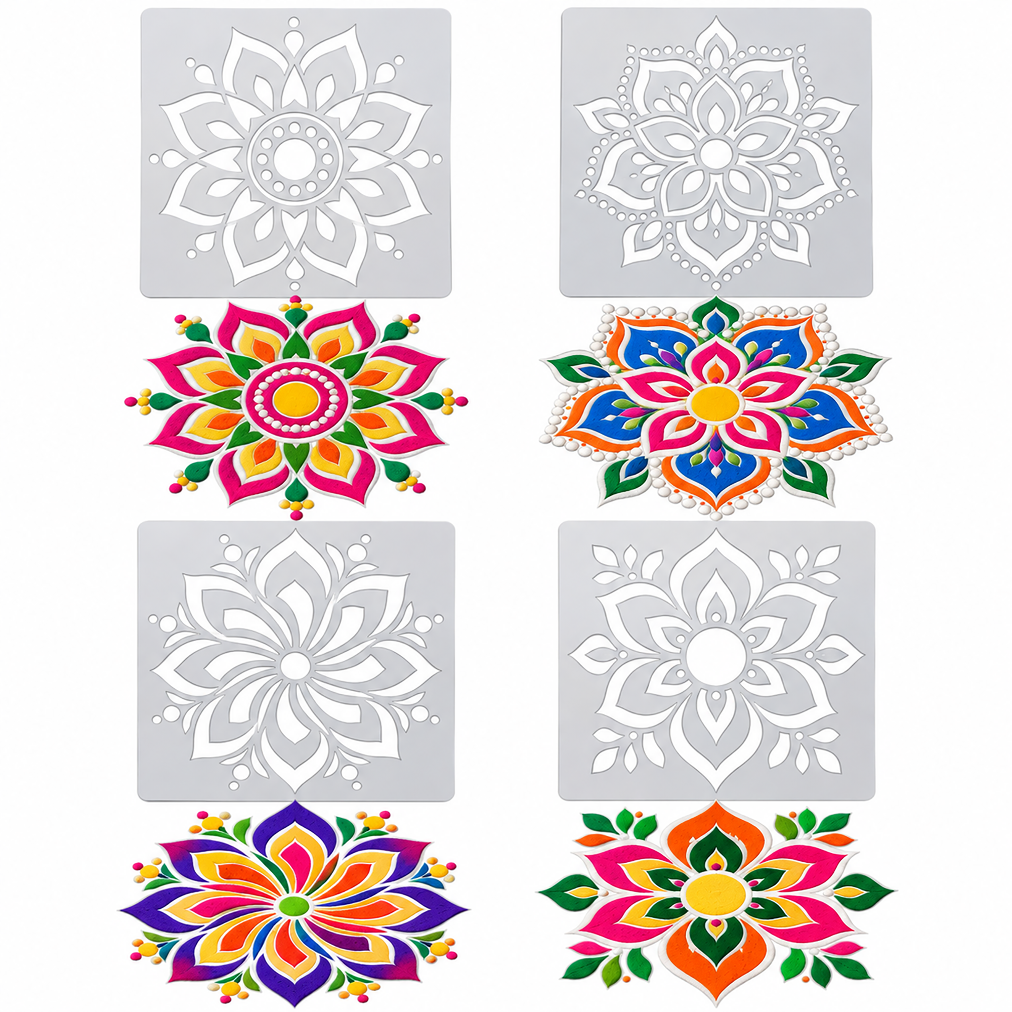 floral diwali rangoli stencil
