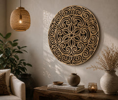 decorative mandala wall hanging wooden panel