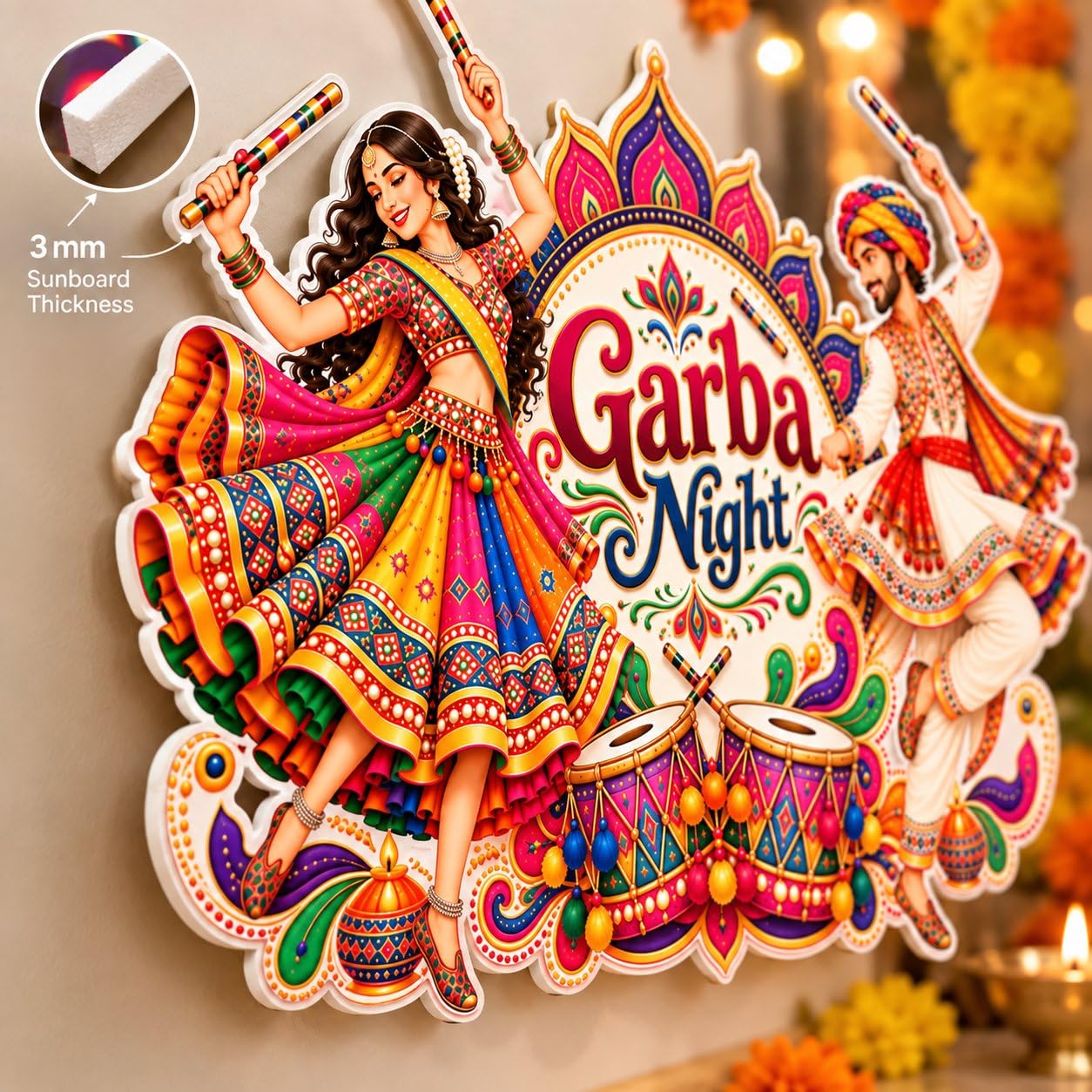 Garba night festive wall decor