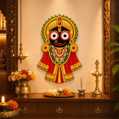 American Elm Jagannath Wall Decor, MDF Cutout with High Quality Print, Design, Ready to Hang Wall Decoration for Puja Room, Living Room & Home
