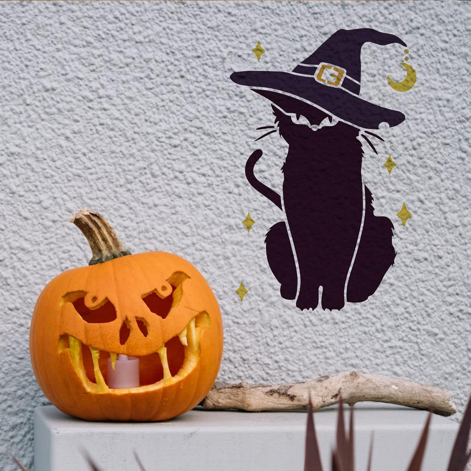 diy spooky cat stencil art
