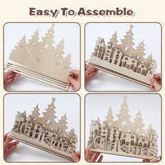 wooden Christmas house miniature set