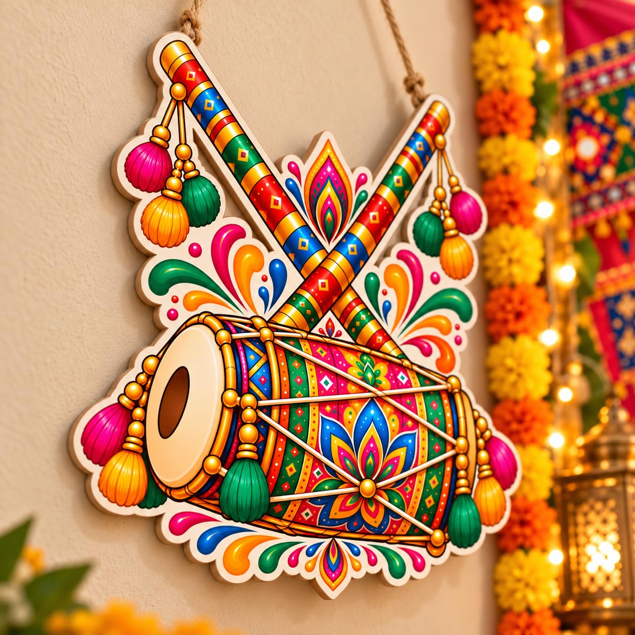 Dandiya dance festive wall hanging