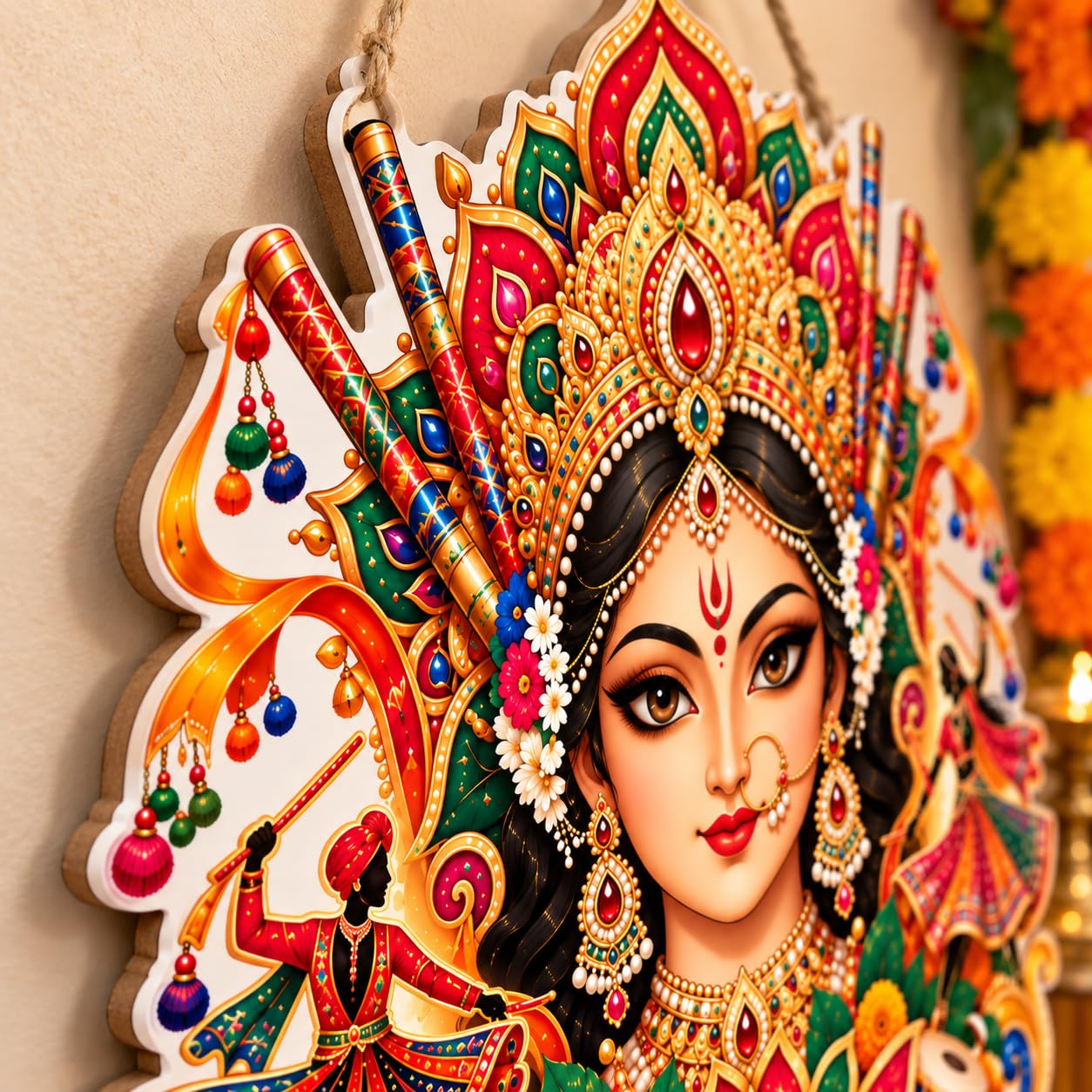 Navratri pooja room wall decoration