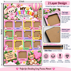Baby first year monthly photo display frame