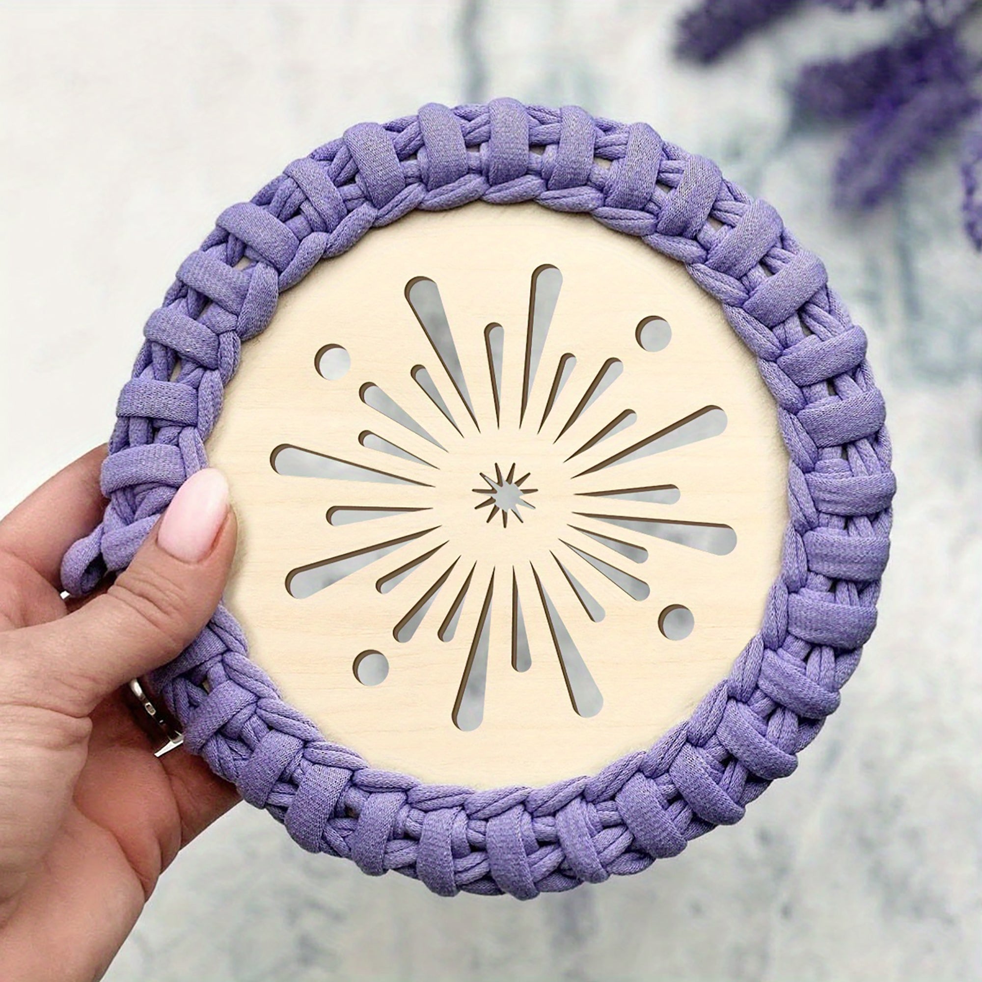 round wooden weaving base for diy crafts