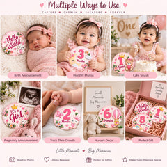 Wooden baby milestone cards for monthly pictures