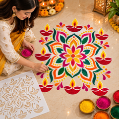 floral rangoli stencil for diwali decoration
