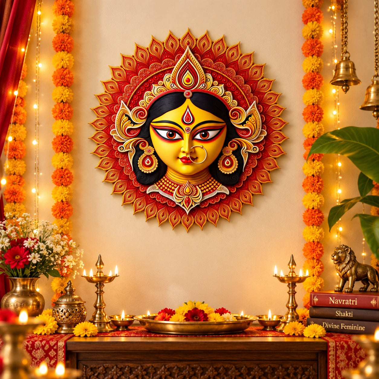 maa durga pooja room decoration