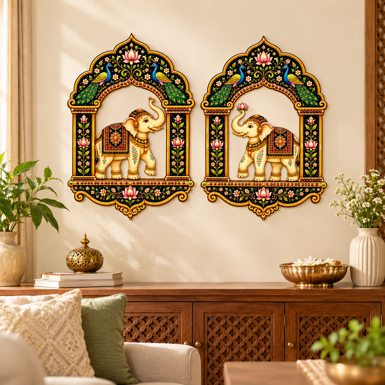 Rajasthani elephant jharokha MDF wall hanging