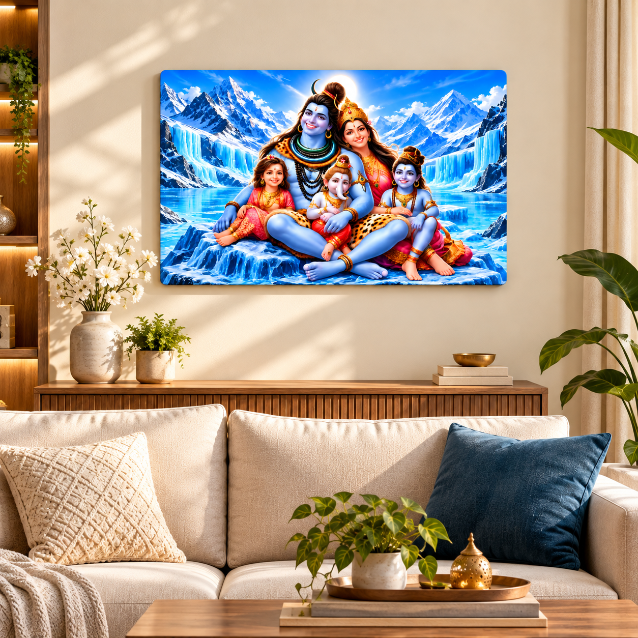 Mahadev family wall art for mandir
