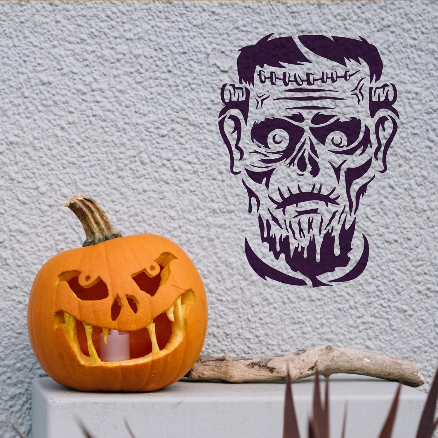 diy spooky frankenstein stencil art