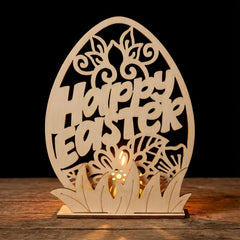 wooden Easter candle stand for table decoration