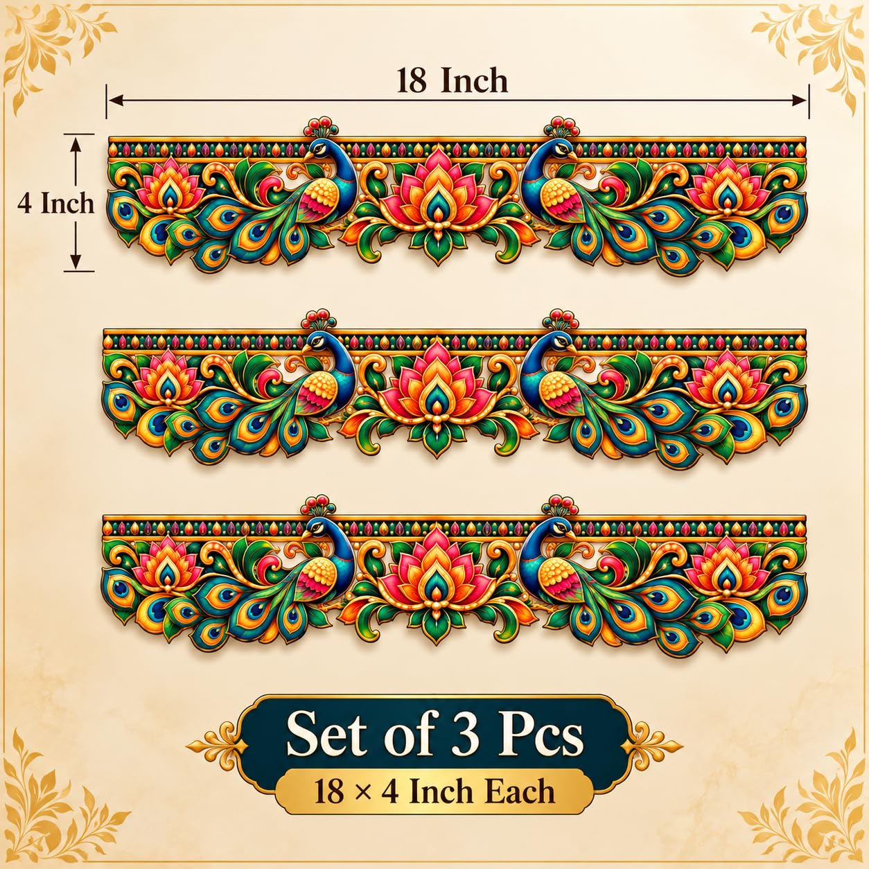 traditional peacock door toran patti wooden