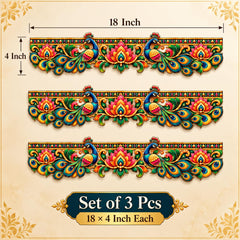 traditional peacock door toran patti wooden