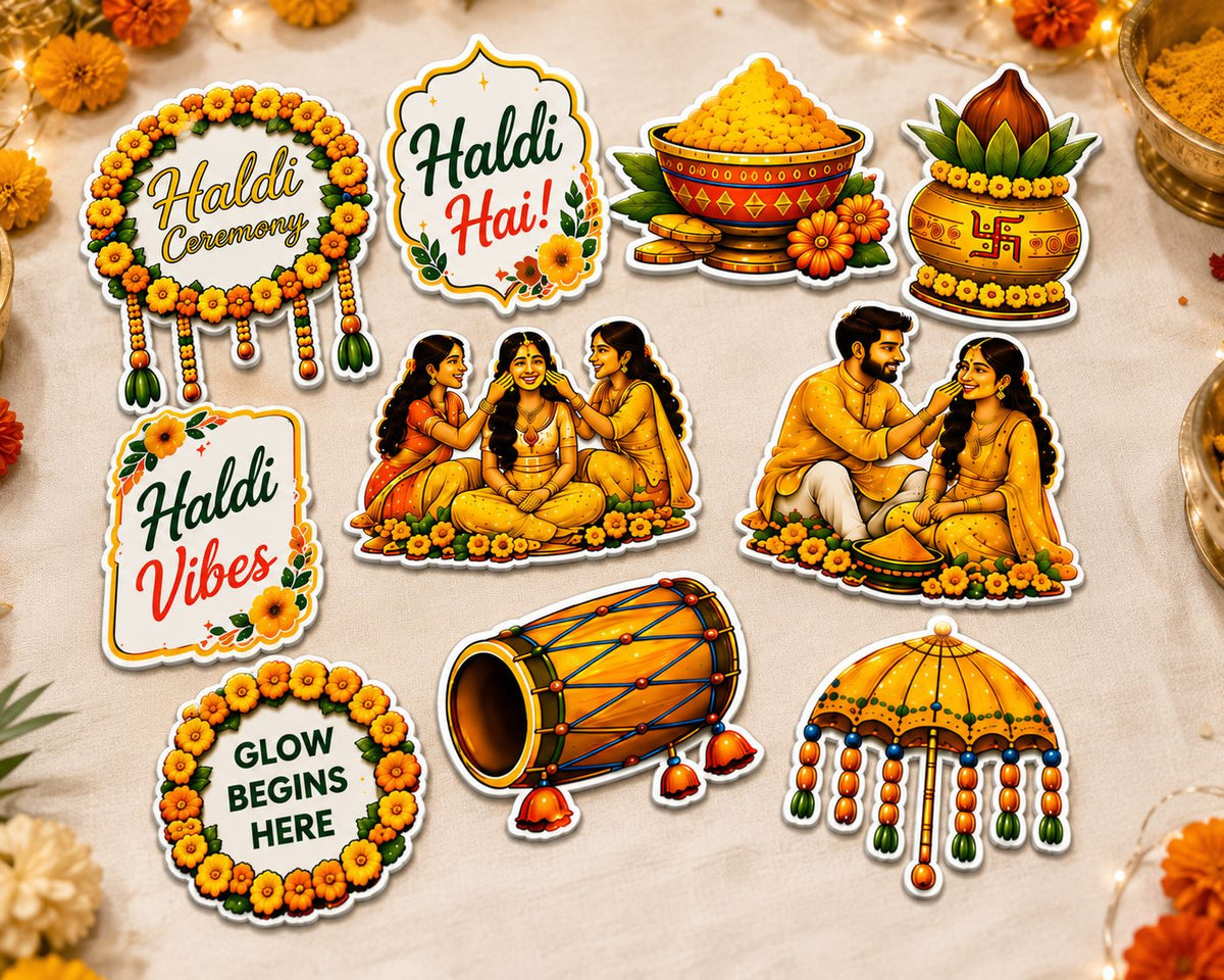 Haldi ceremony signboard cutouts set of 10