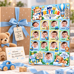Wooden baby first year keepsake photo frame