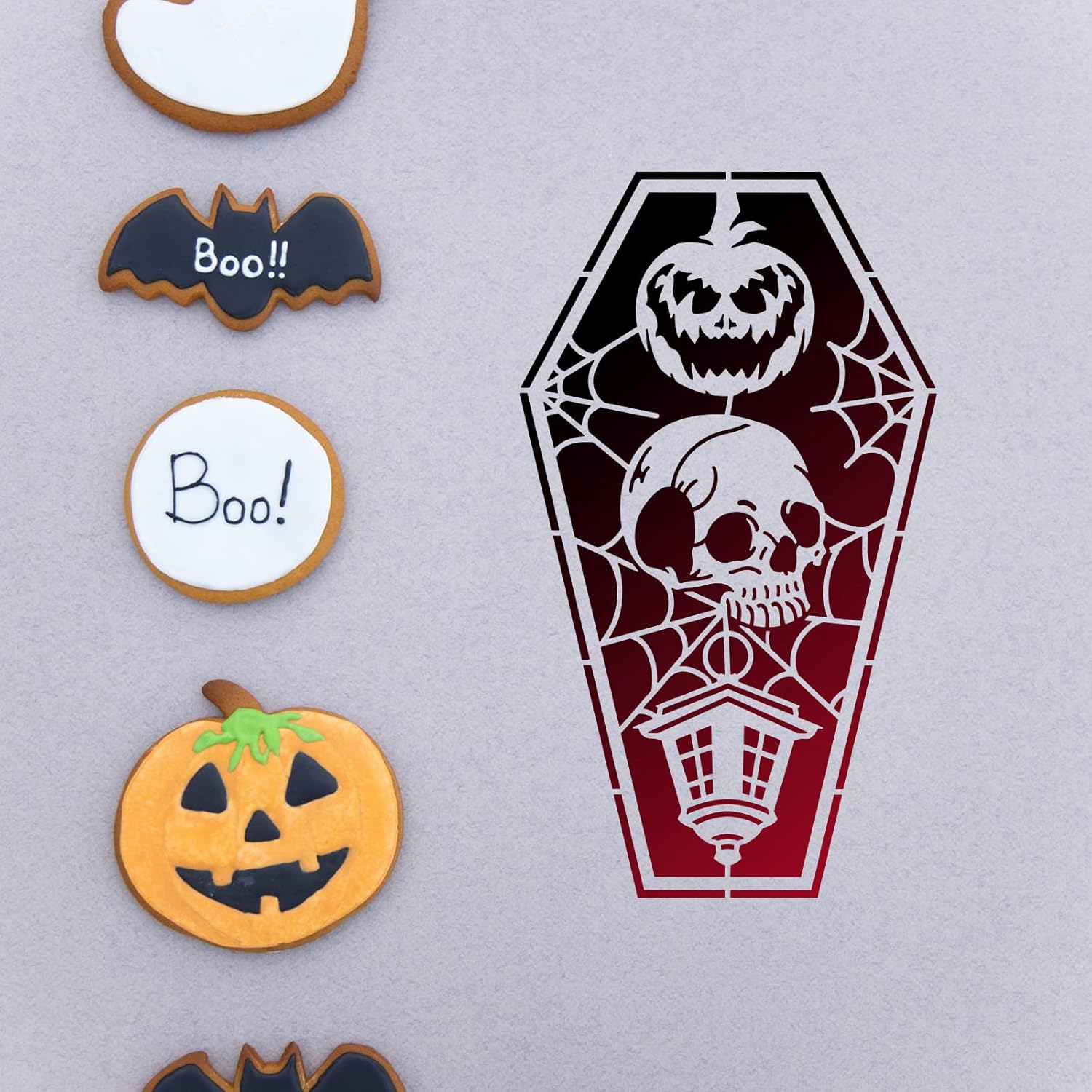 diy spooky coffin stencil art
