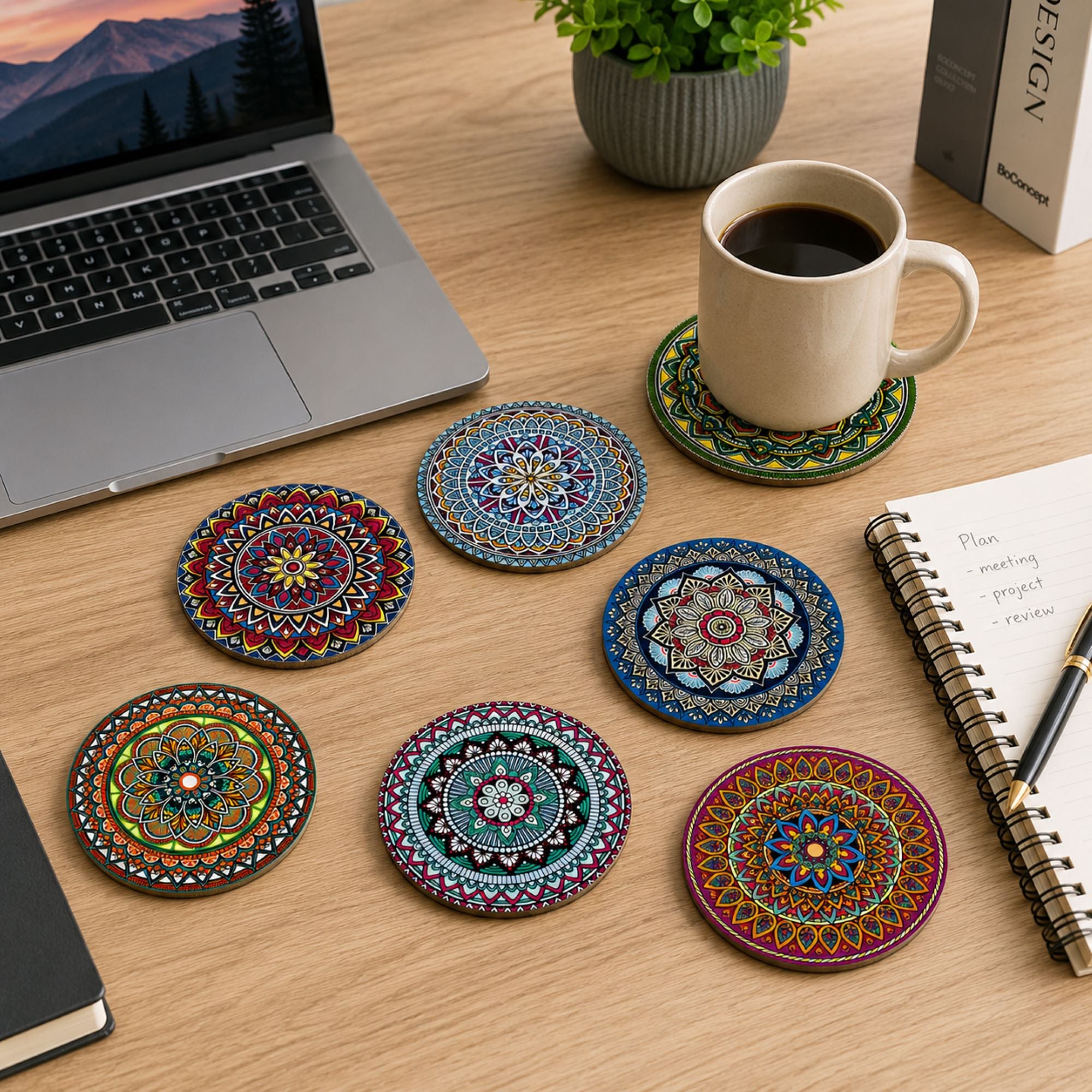 mandala coasters for tea and coffee cups