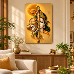 Golden theme Hindu religious wall art for living room
