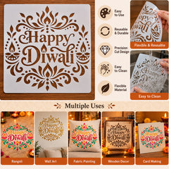happy diwali stencil for wall art