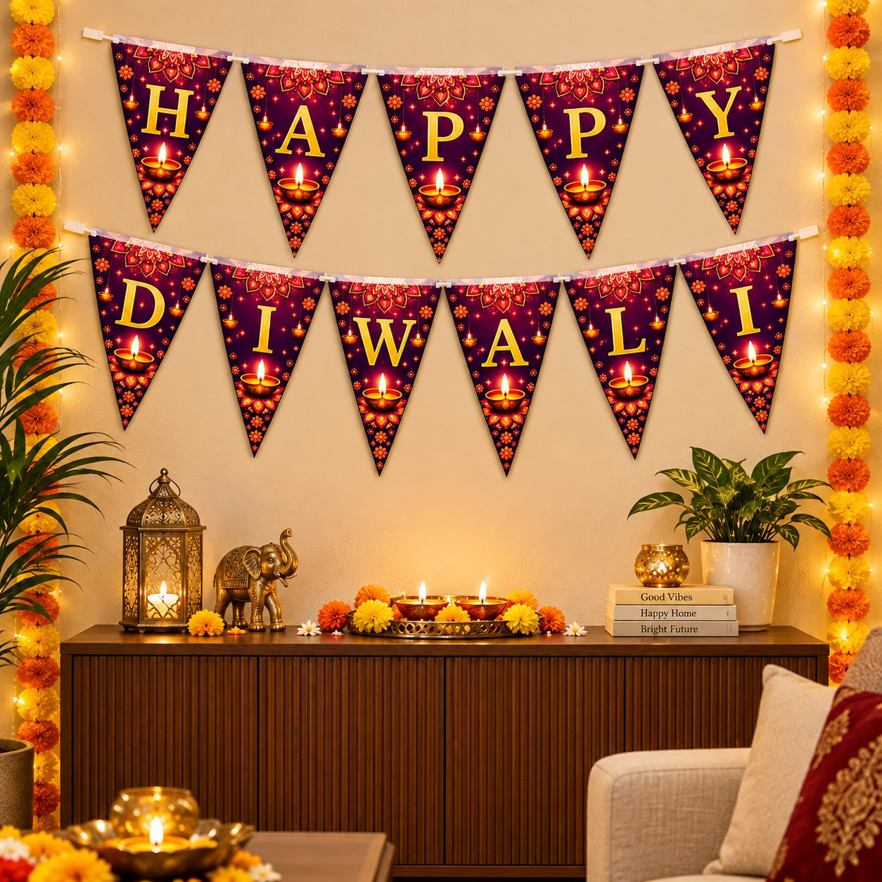 hanging banner for Diwali pooja room