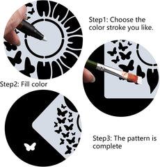 12x12 inch floral craft stencil