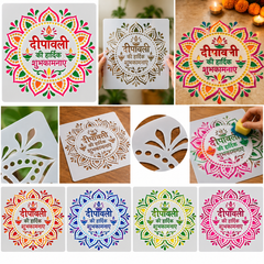 happy diwali stencil for wall art and decoration