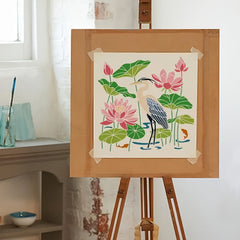 Lotus flower and heron template for wall décor