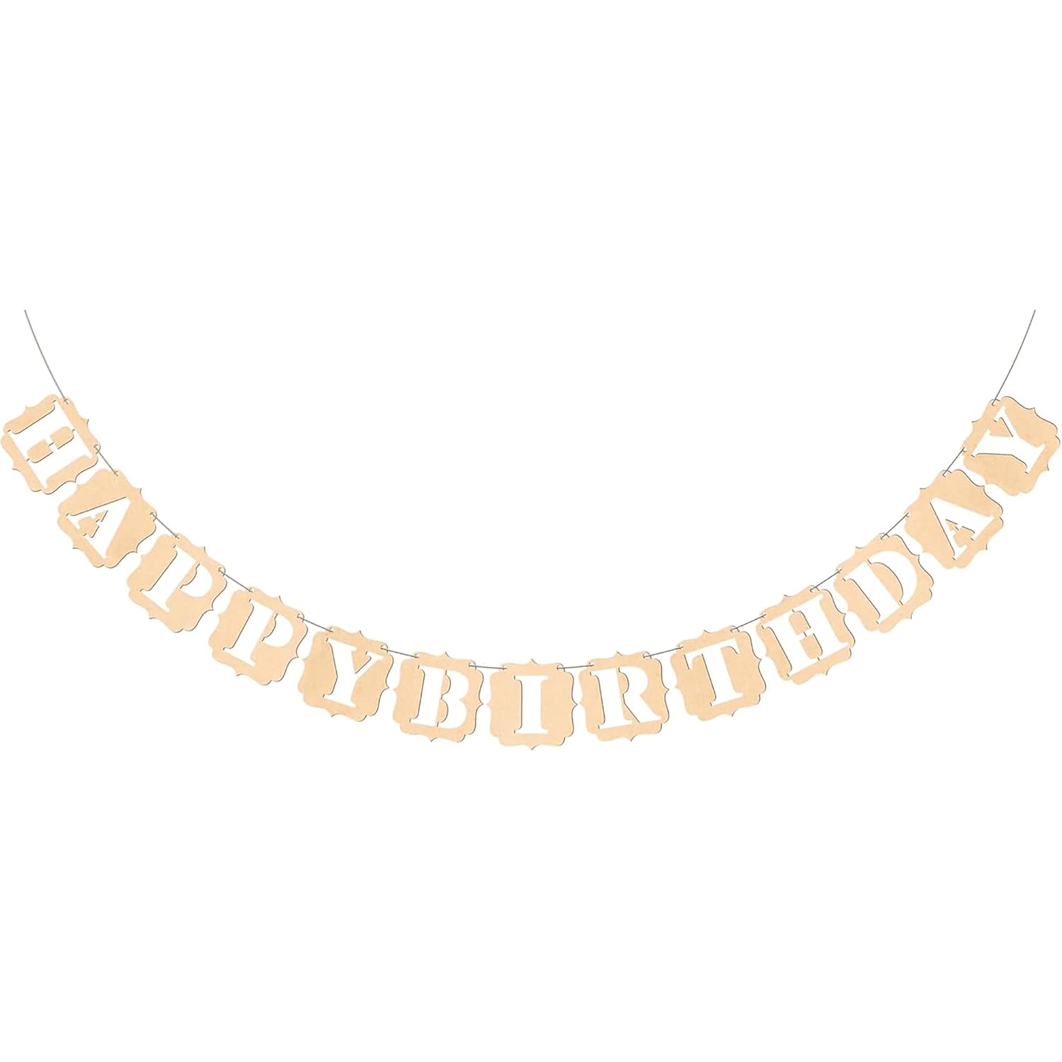 Gold 'Happy Birthday' banner on a white background