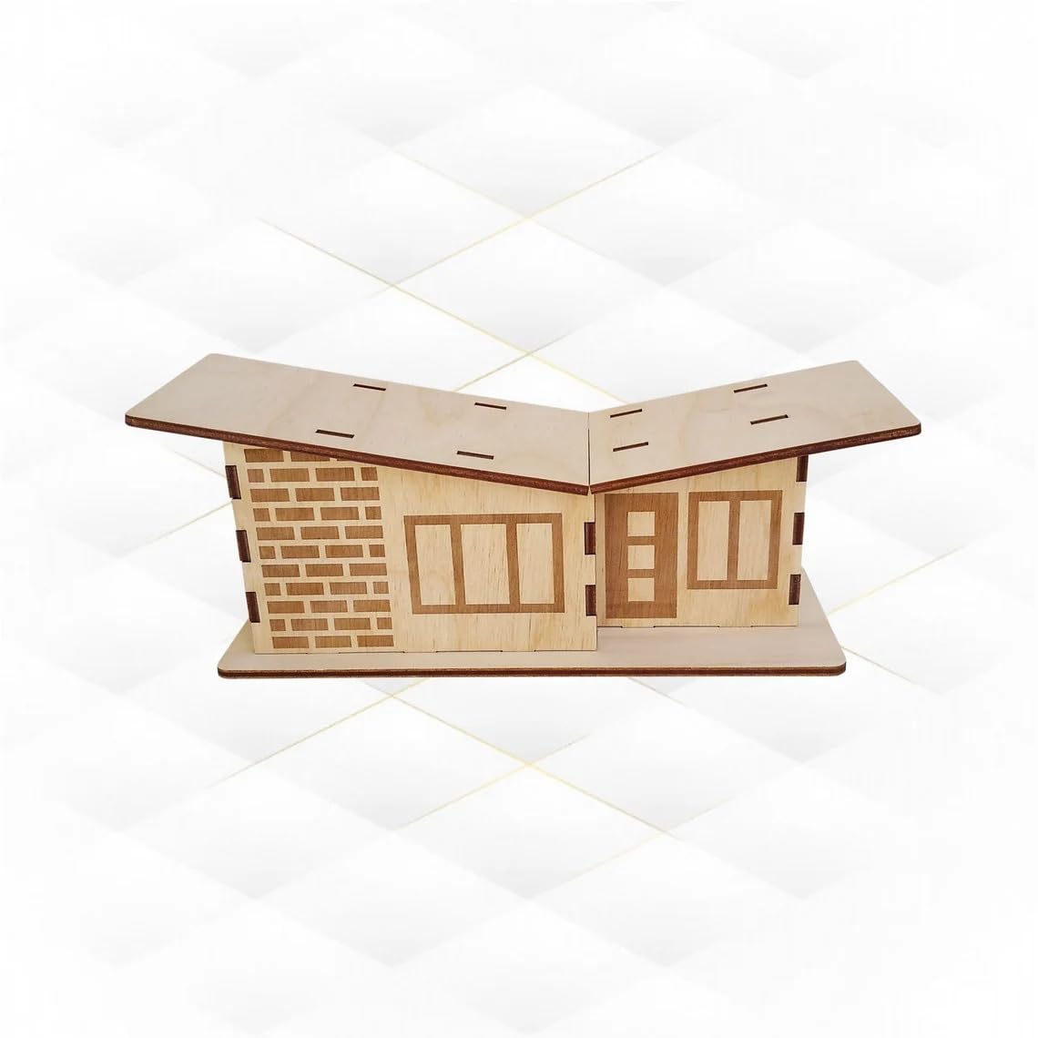 Wooden model of a house on a white background