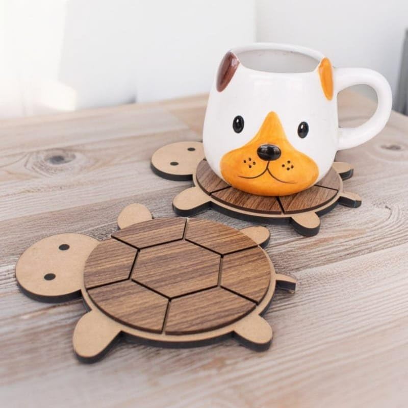 pack of 10 laser cut wooden coasters