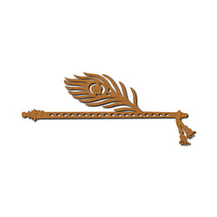 Decorative wooden feather ornament on a white background