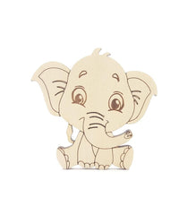 Wooden elephant toy on a white background