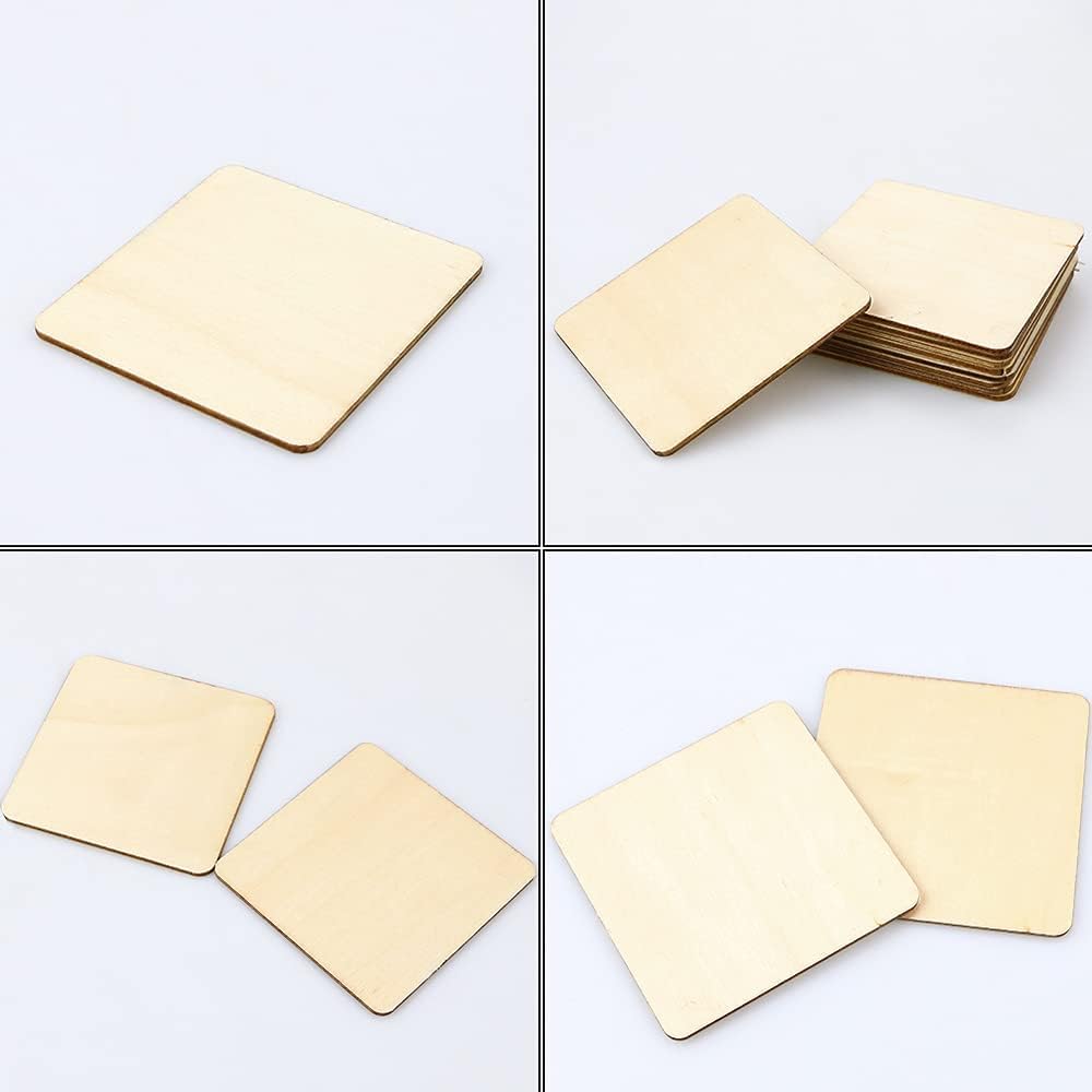 Set of square beige coasters on a light gray background