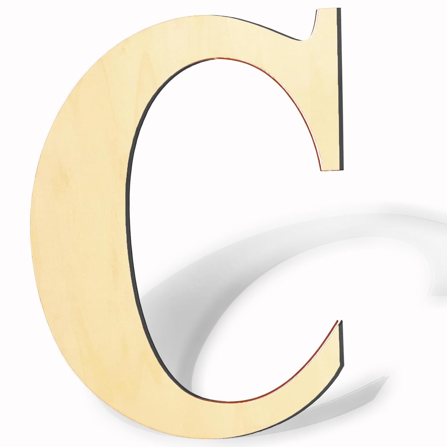 Wooden letter 'C' on a white background