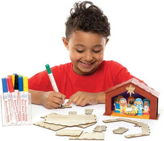 American Elm Pack of 2 Wooden Nativity Stable Kits Wooden Crafts for Children to Decorate and Display, Make Your Own Christmas Decorations