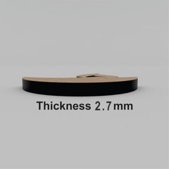 Black strip with a thickness of 2.7 mm on a gray background