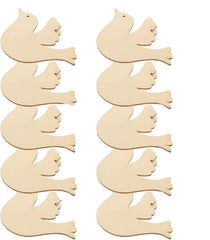 Set of wooden bird shapes on a white background