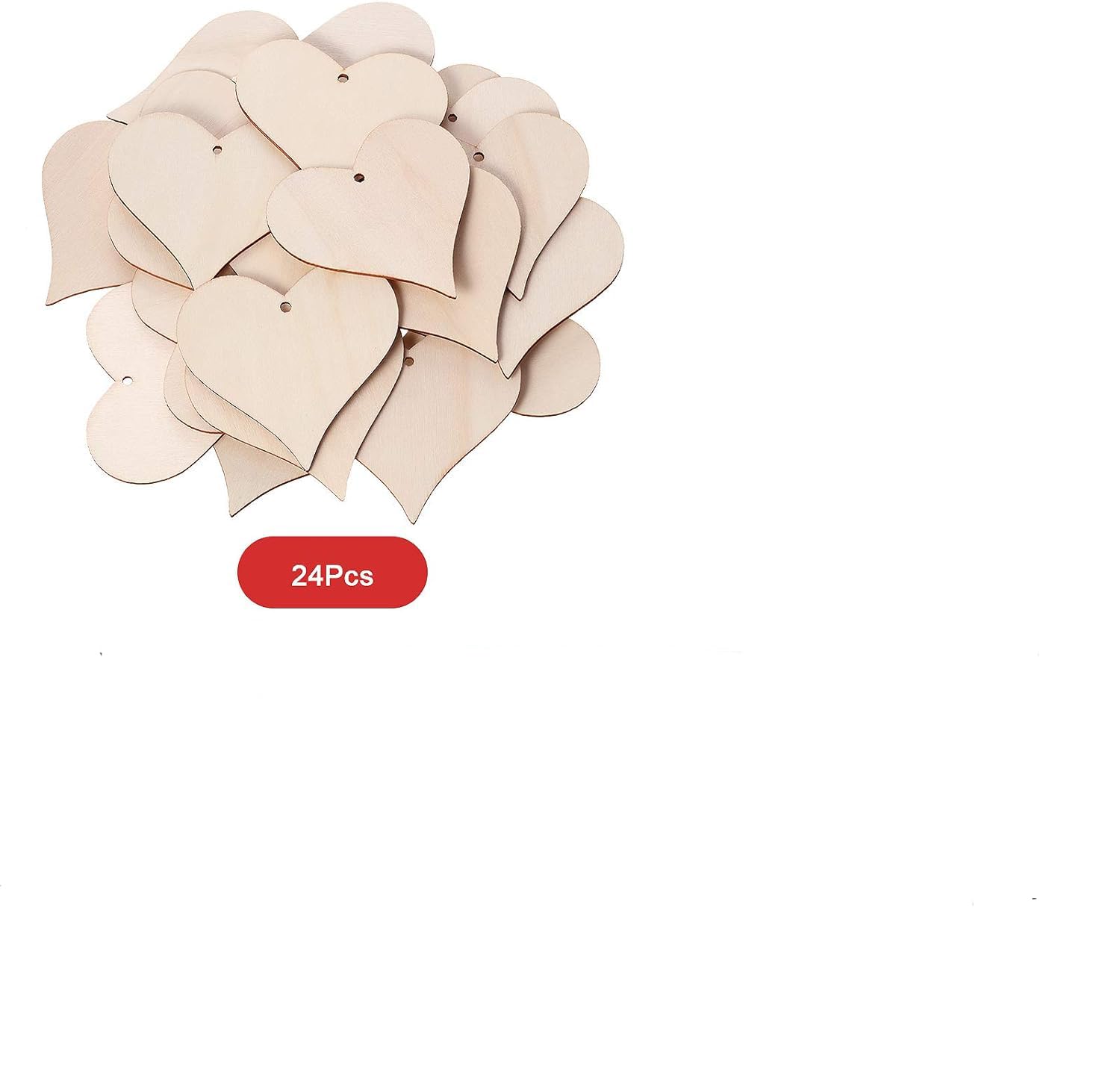 24 beige heart-shaped tags on a white background with a red label indicating '24Pcs'.