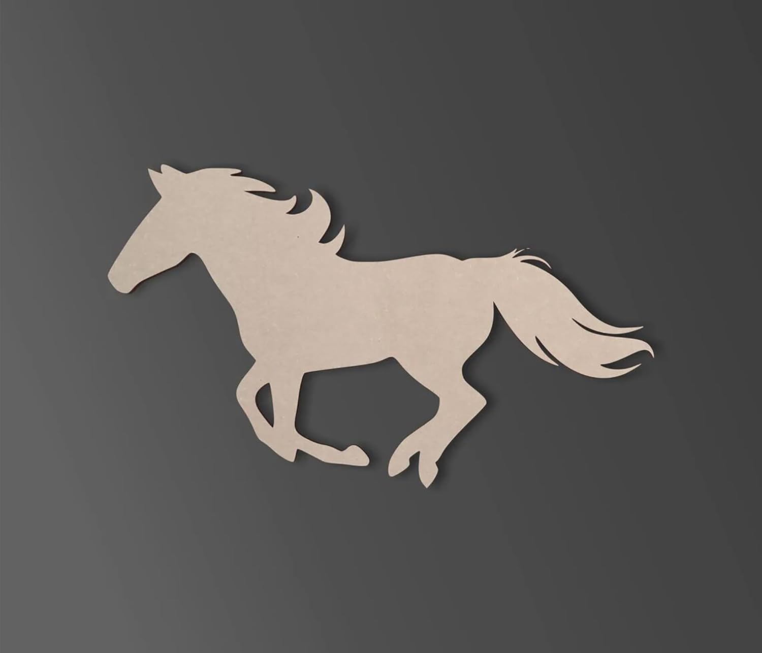 Beige horse silhouette on a dark gray background