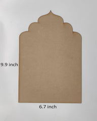 Brown cardboard cutout with measurements on a white background