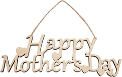 Wooden 'Happy Mother's Day' sign with heart shapes on a white background