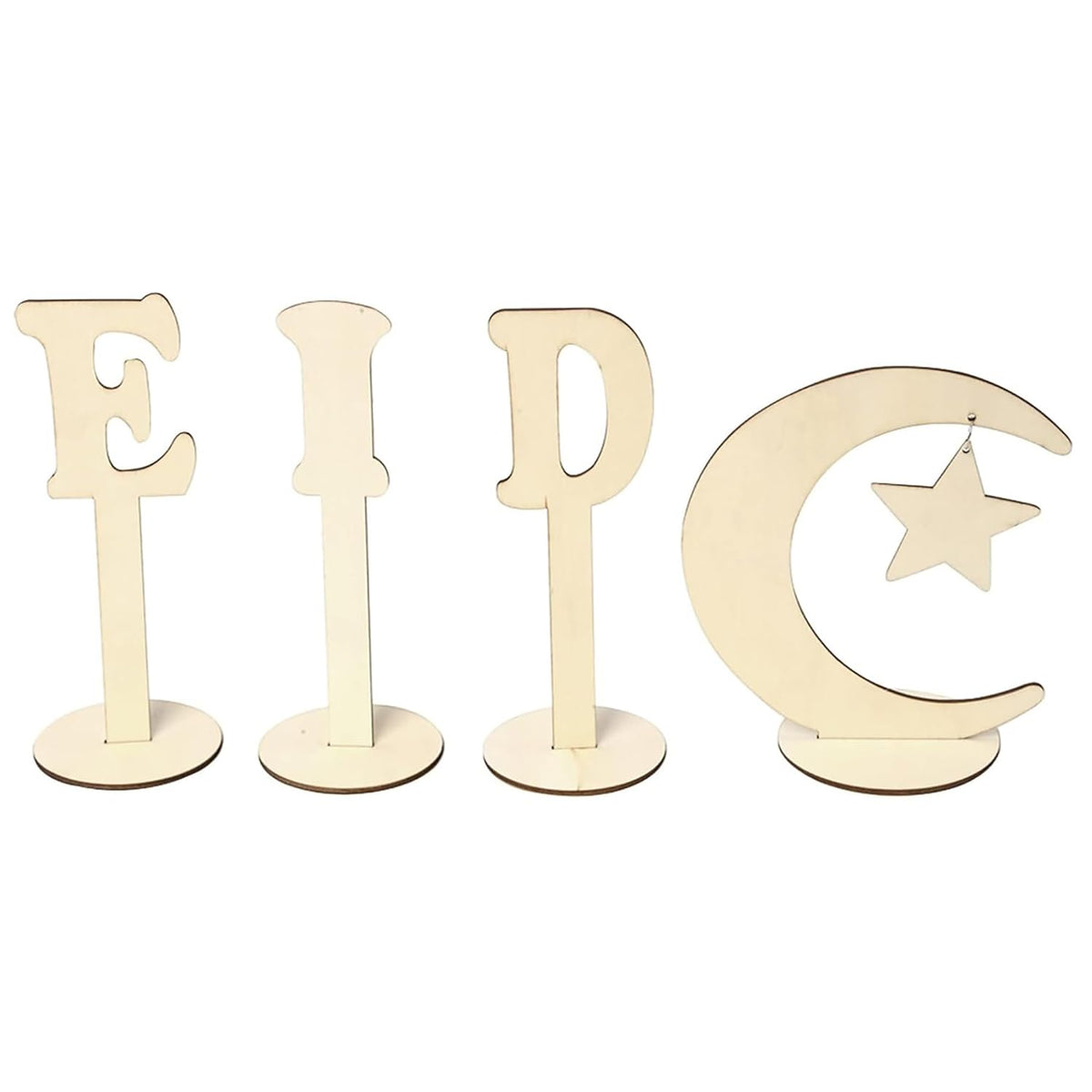 Cliths Eid Mubarak Wooden Table Decor Ramadan Centerpiece Islamic Letter Cutouts Crescent Moon Star
