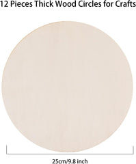 Beige wooden circle with dimensions on a white background